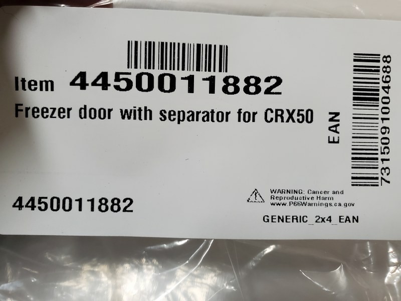 4450011882 Freezer Door with Separator for CRX50 – FREE SHIPPING