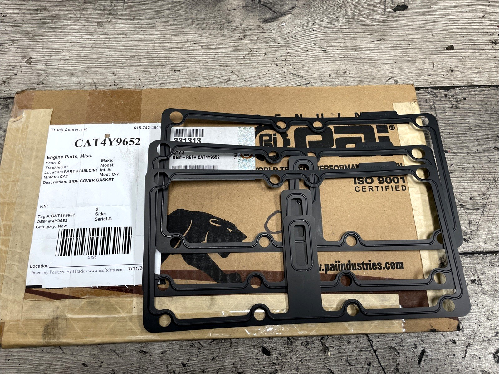 CATERPILLAR C7 SIDE COVER GASKET 4Y9652 ( 3 PIECES ) )