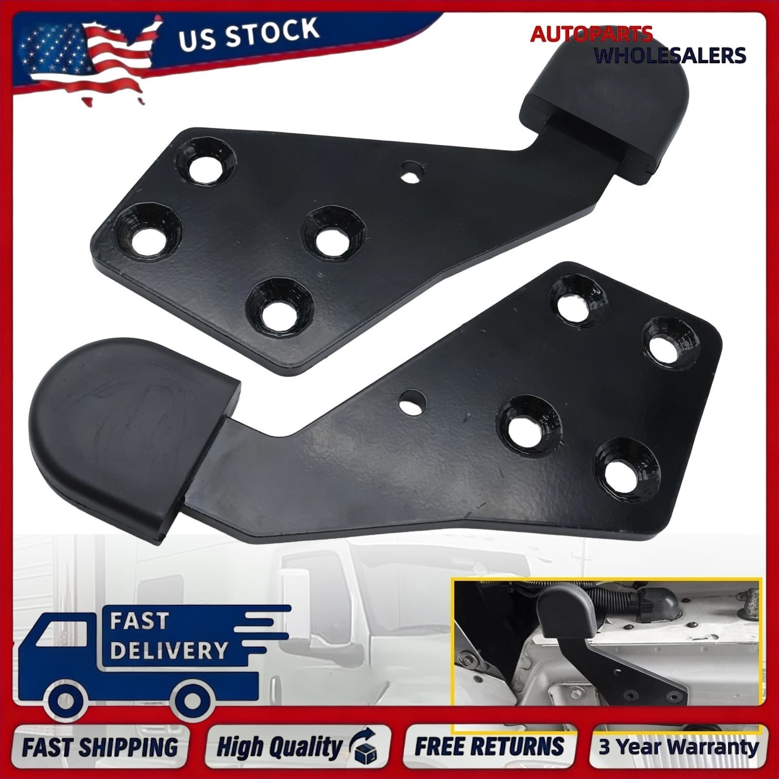 For Truck HLK2733L HLK2733R Right Passenger & Left Driver Side Hood Guide Poly