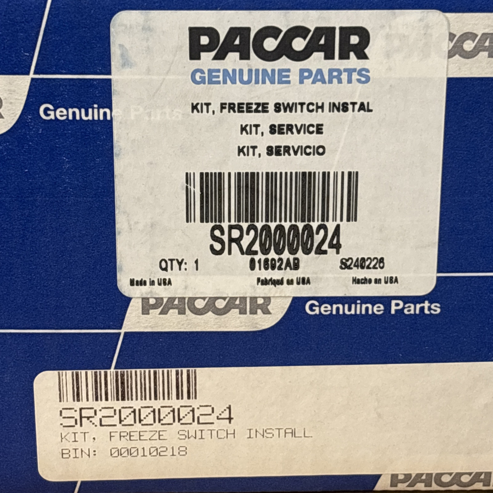 ~ NEW GENUINE PACCAR PART ~ OEM ~ FREEZE SWITCH INSTALLATION KIT ~ SR2000024