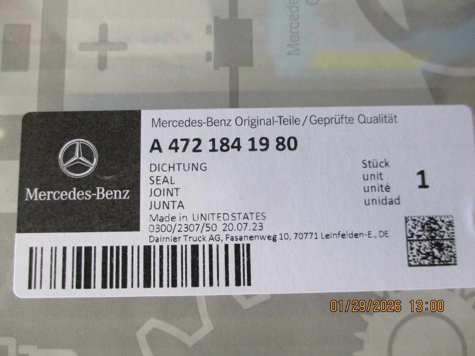 GENUINE OEM DETROIT OIL COOLER GASKET A4721841980