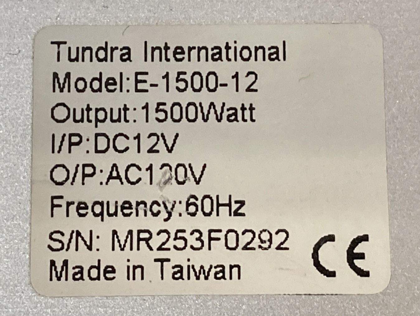 Tundra E-1500-12 power inverter Modified Sine Wave, Terminal Blocks, 1,500 W