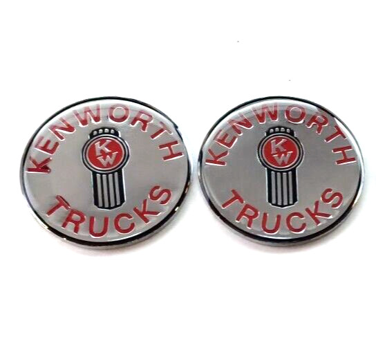 2 Kenworth kw Air Valve Brake Knob emblems with 3m black / red metal emblems
