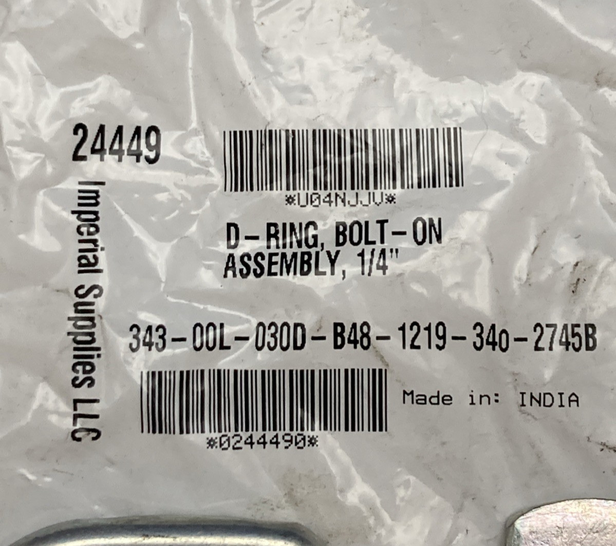 Qty 3 New Genuine Imperial Supplies 24449 D-Ring, Bolt-On Assembly, 1/4″