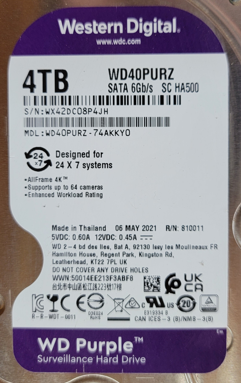 Apollo Luminator Roadrunner 4TB Hard Drive HDD RR-HDD4 Western Digital NOS Bus