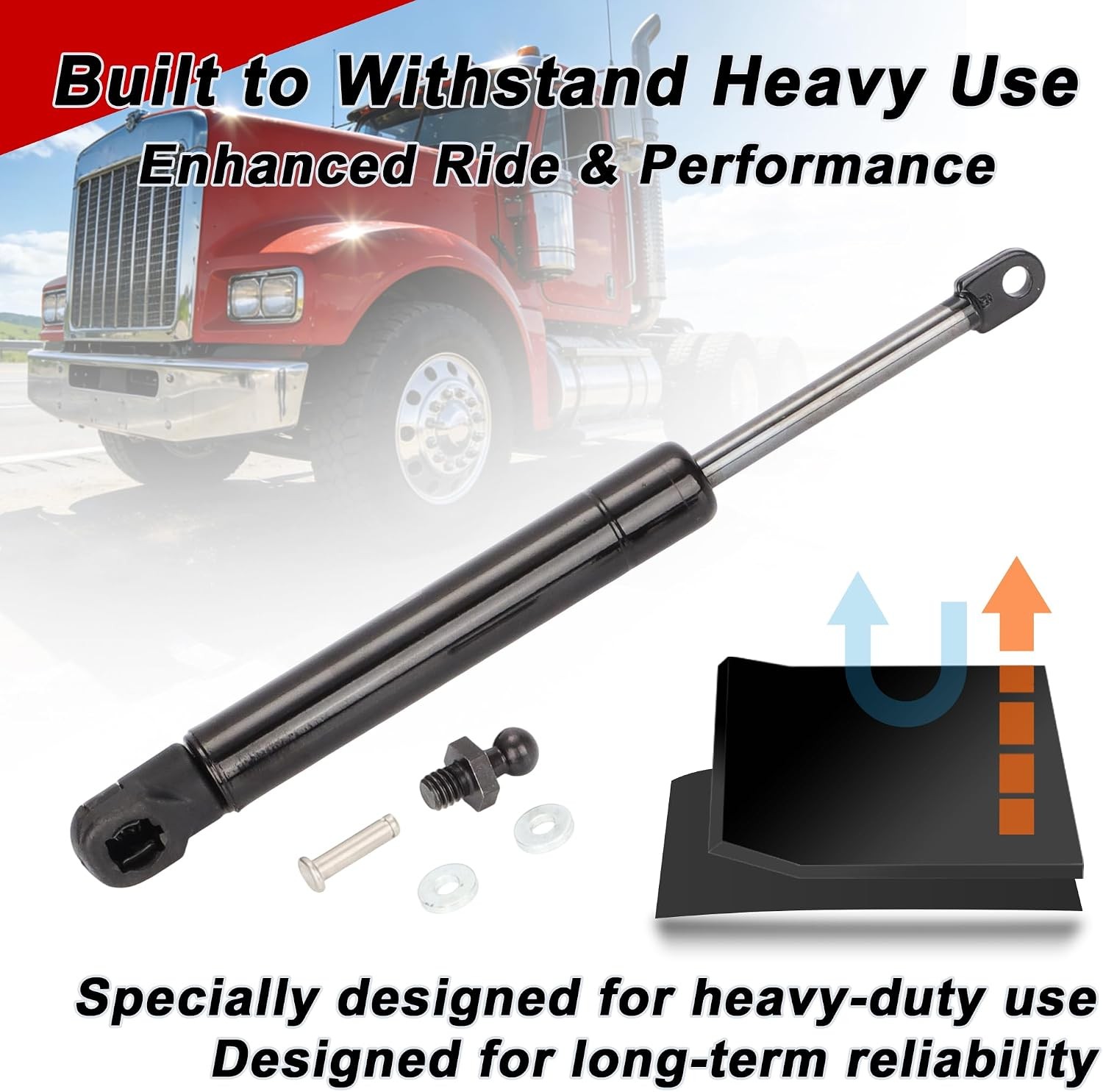 Heavy Duty Gas Spring Assembly W/ Screw Kit 6990-401765X1 For Mack Volvo Trucks