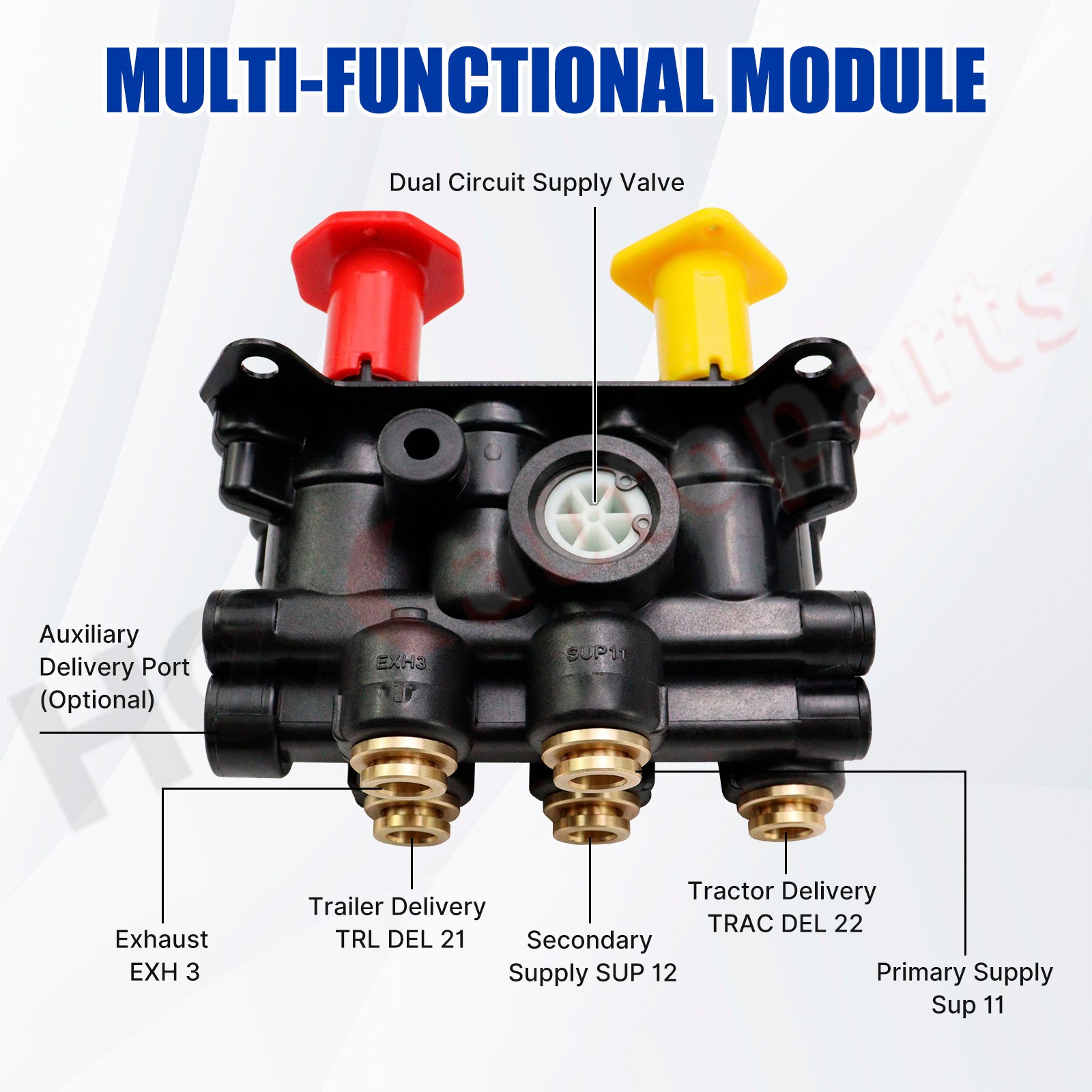 MV-3 Dash Air Brake Control Valve w/ 3/8″ Push to Connect Port for Bendix 800257