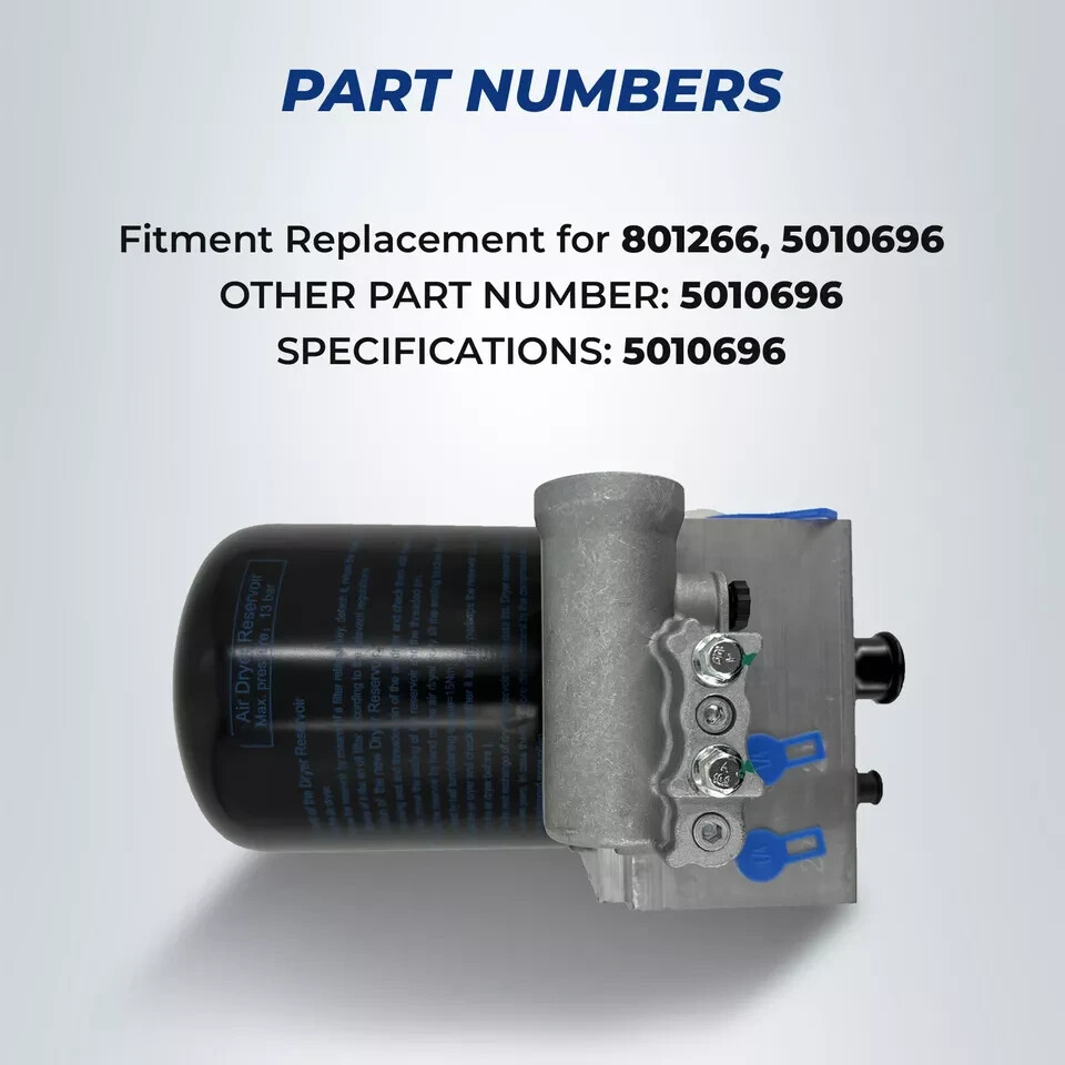 801266 Air Dryer AD-IS 12V for Peterbilt & Kenworth Trucks Rep: Bendix 5010696X