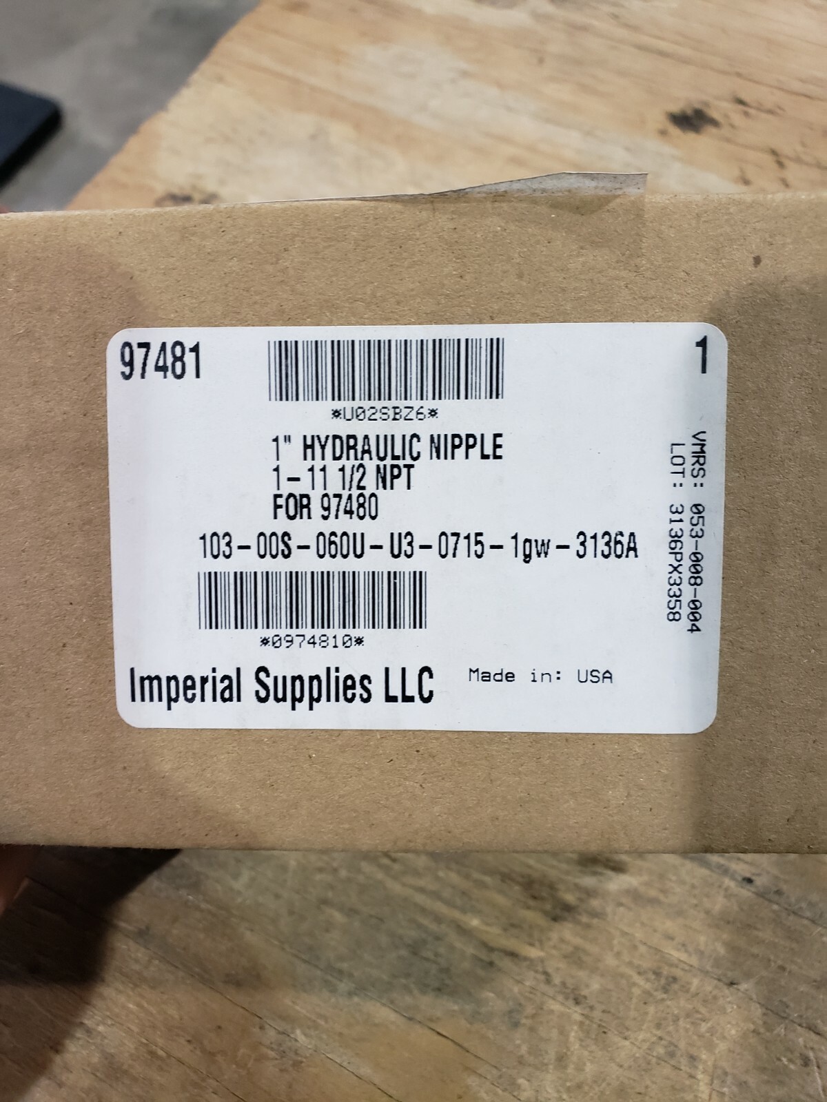 Imperial 97481 Hydraulic Nipple Coupler 1”- 11 1/2 NPT (6105-16)