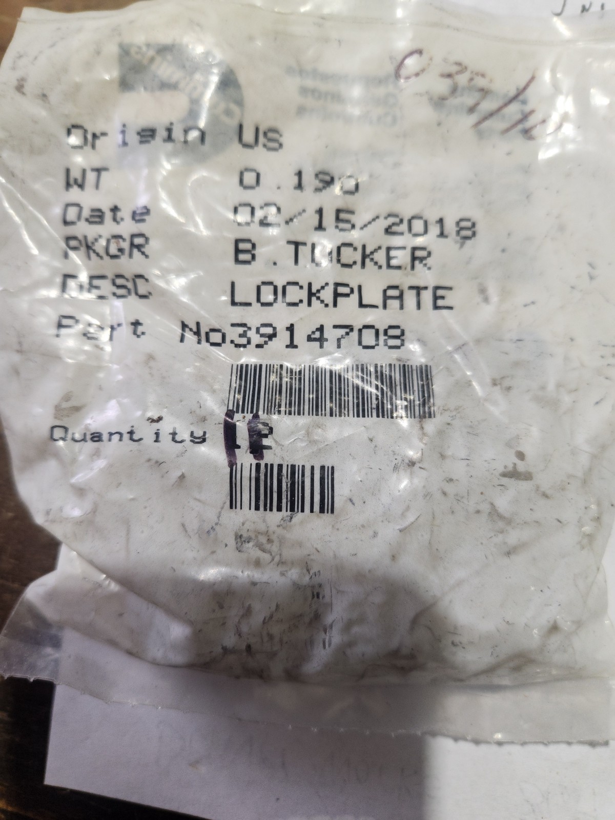 Qty 11** OEM Cummins 3914708 Lock Plate 8.3L C Engines