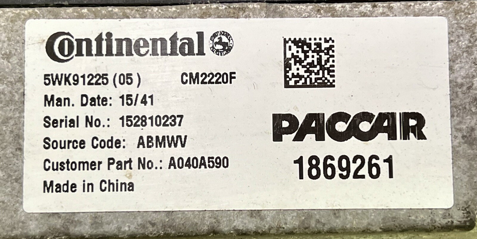 Continental Paccar Aftertreatment Control Module DPF ECM 1869261 #13516
