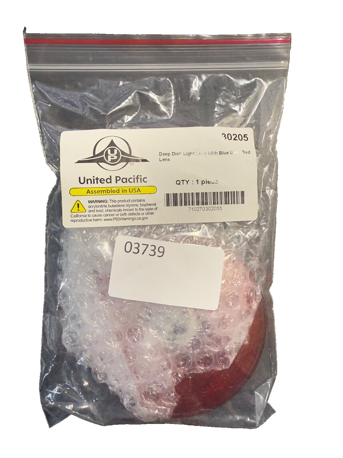 United Pacific Deep Dish Light Lens, RED Lens w/ BLUE Dot P/N: 30205
