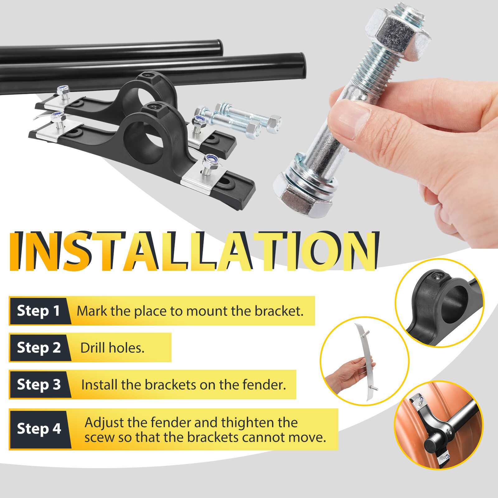 Universal Black Steel Nylon Fender Mounting Bracket Kit For Semi Truck 8591000