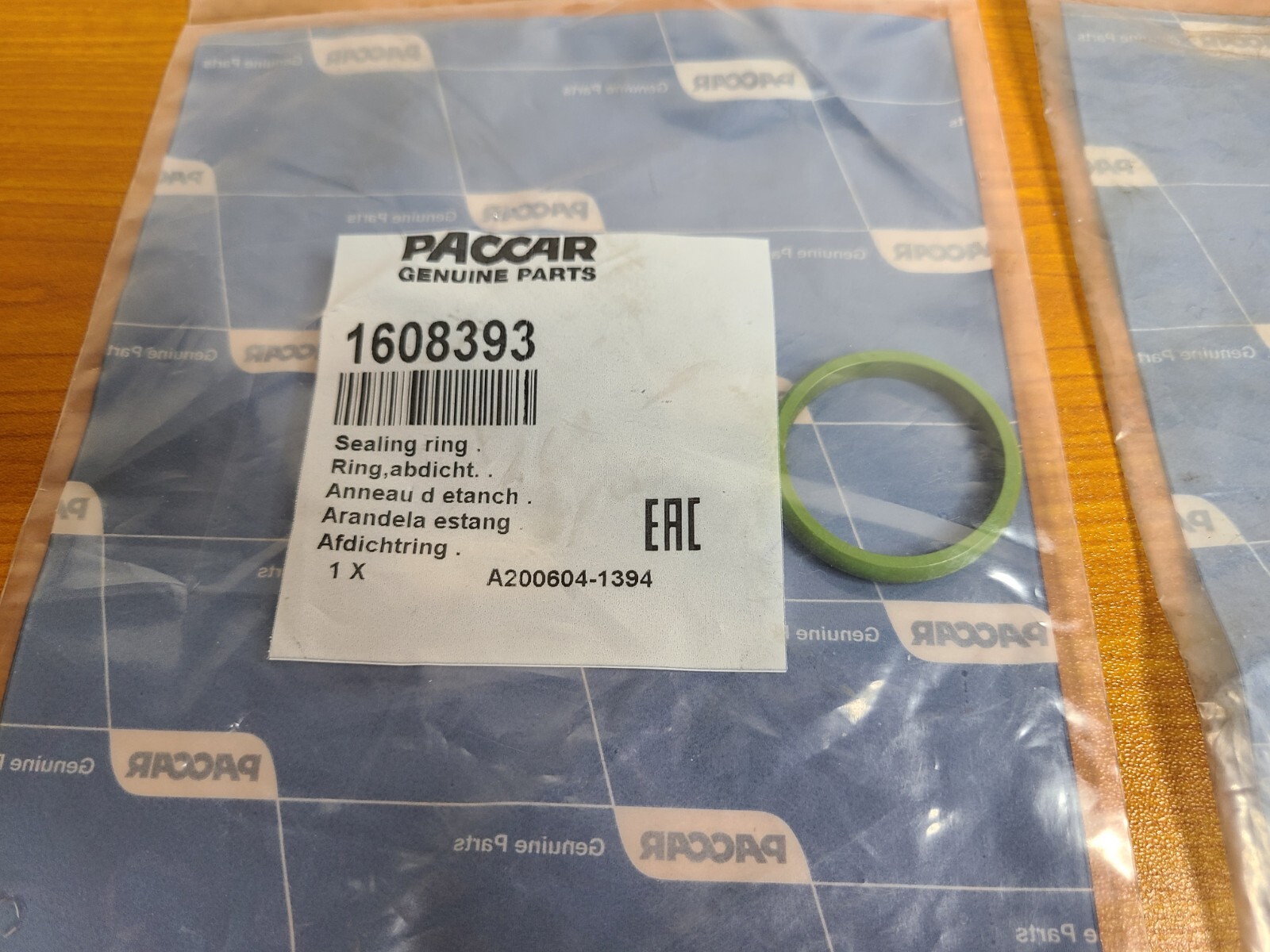 2 Pack Genuine Paccar 1608394 Green Sealing Ring Kenworth Peterbilt