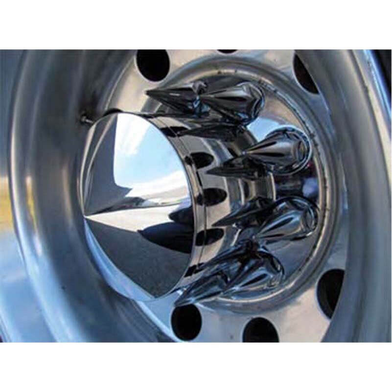 CHROME POINTED AXLE COVER COMBO KIT W/ 33mm SPIKE NUT COVERS & LUGNUT TOOL