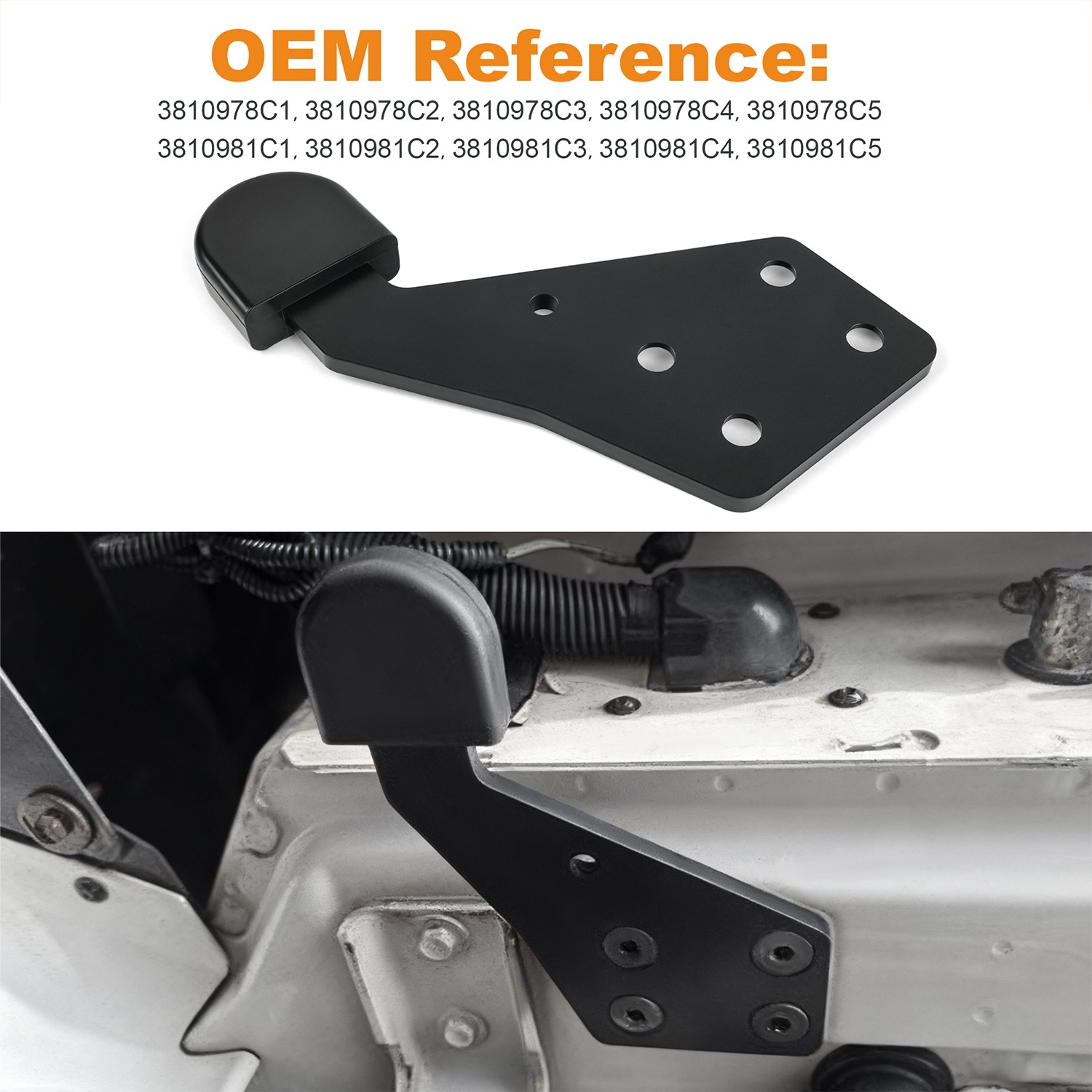 Right Passenger Side Hood Guide Poly IHC HLK2733R for International Trucks