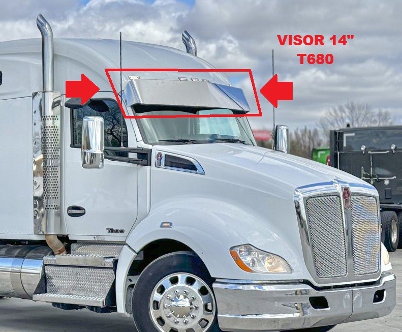 Kenworth T680 T880 14 Inch Drop Visor 430 grade Stainless Steel Premium Quality