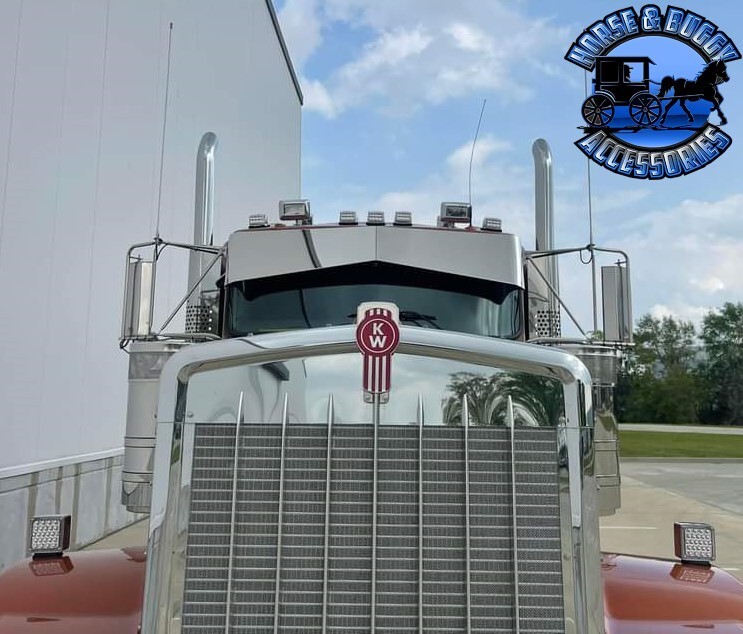 Kenworth 13″ x 9″ Rollin-low reverse bowtie sun visor 304 stainless w900l #2014