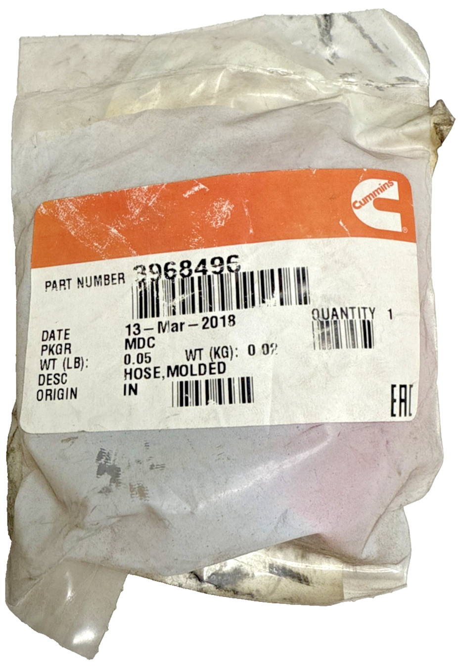 Cummins 3968496 Hose, Molded Genuine OEM NEW