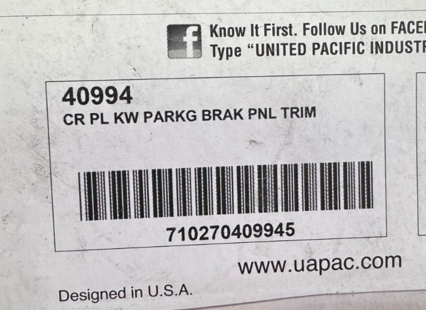 United Pacific 40994 Dashboard Trim, Break Dash Panel Trim, for Kenworth