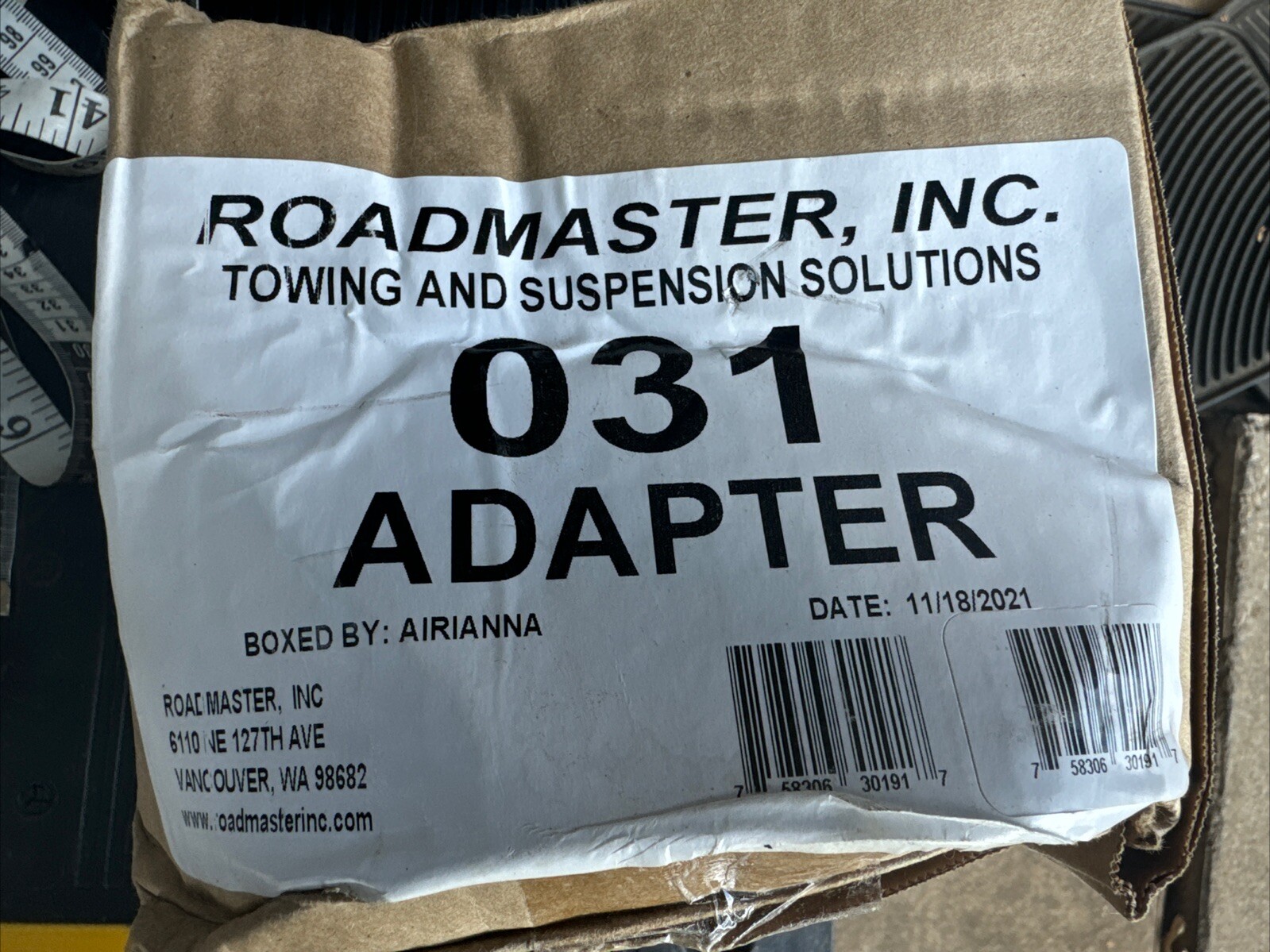 Roadmaster 031 Tow Bar Adapter *Read* New – Some Are Open Box