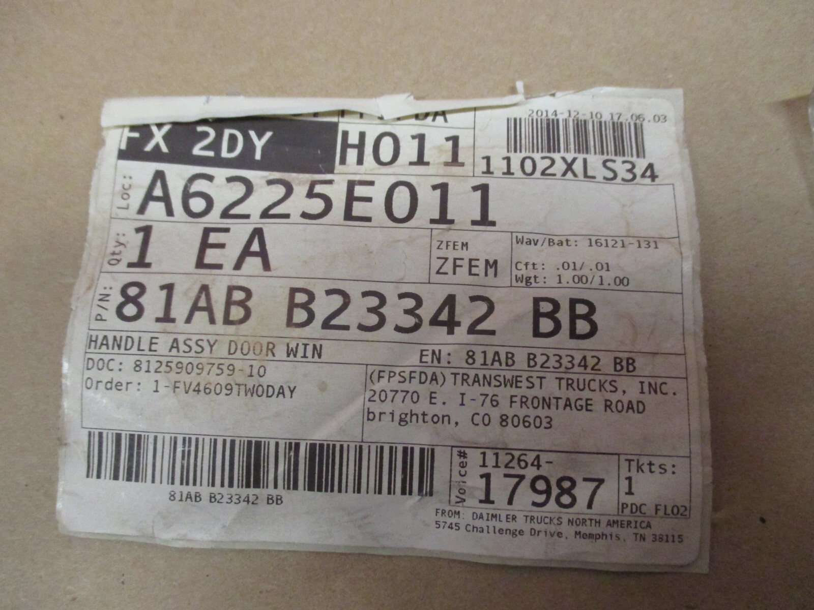 81AB-B223342-BB WINDOW CRANK FORD MOTORCRAFT NEW