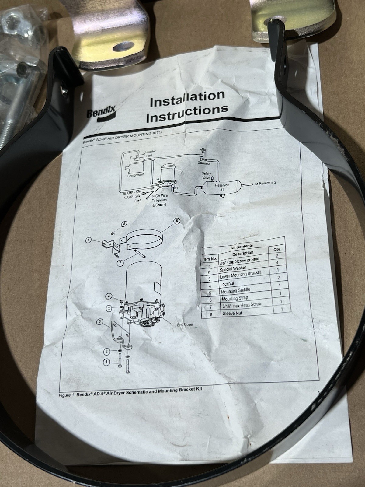 Genuine Bendix 107695 AD9 Air Dryer Mounting Bracket Kit Oem Nos