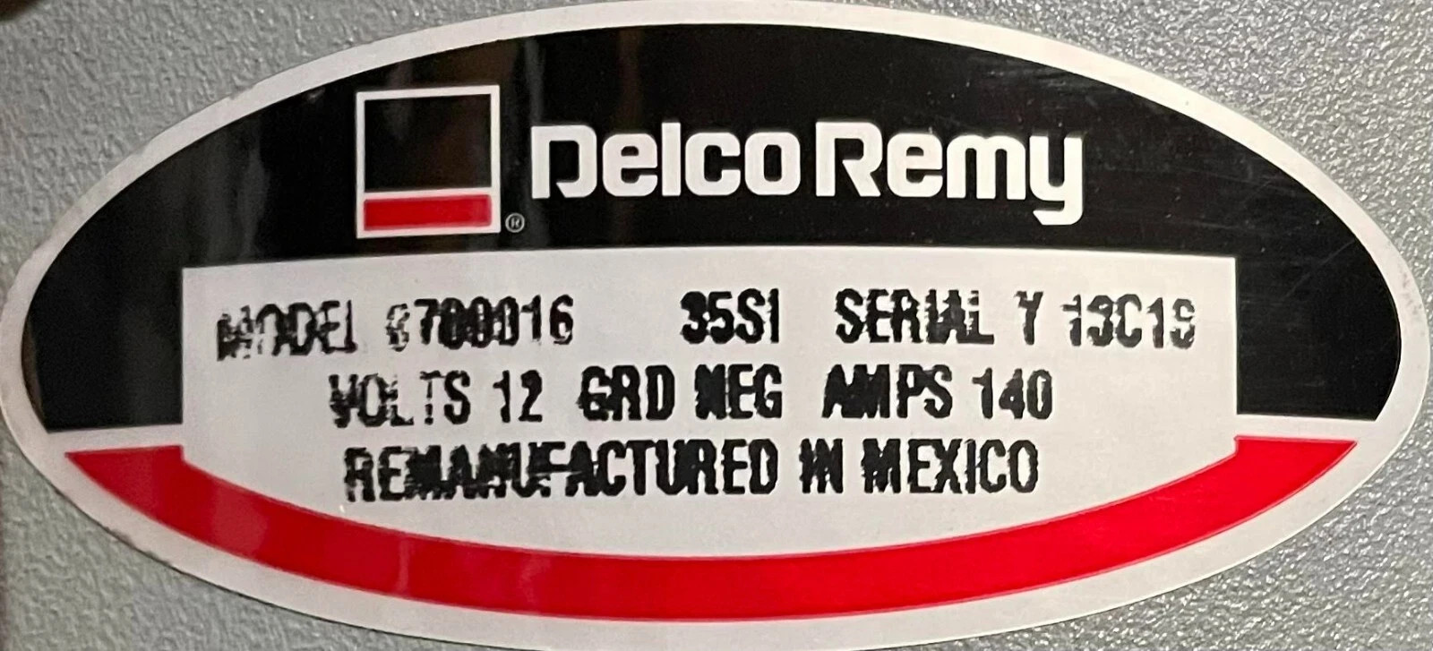 8700016 Genuine Delco Remy Alternator 35SI 12V 140A OEM – New
