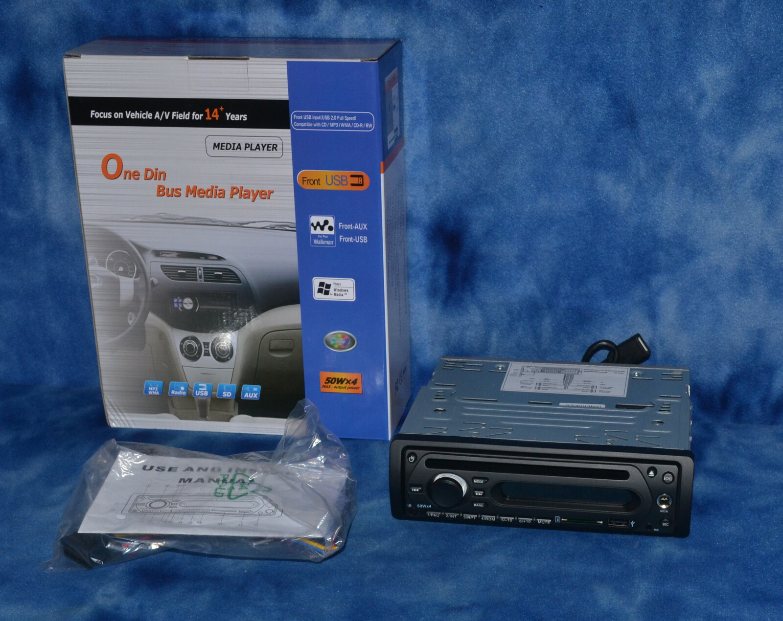 CUSTOM RADIO CORP RADIO 1DIN BUS MEDIA PLAYER REMOTE USB SD DVD 50WX4