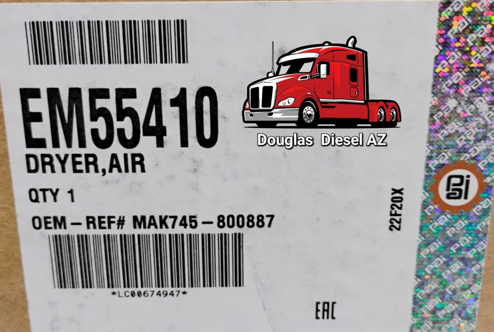 AD-SP AIR DRYER. PAI # EM55410. Ref.# BENDIX 800887 065691 65691 MACK 26QE433