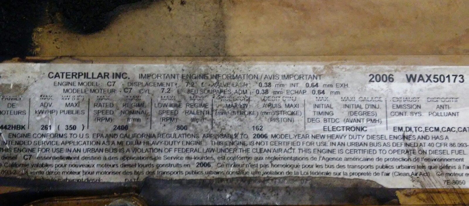 2004 – 2008 CATERPILLAR C7 FRONT ENGINE COVER 7C1445 – 7C-1445