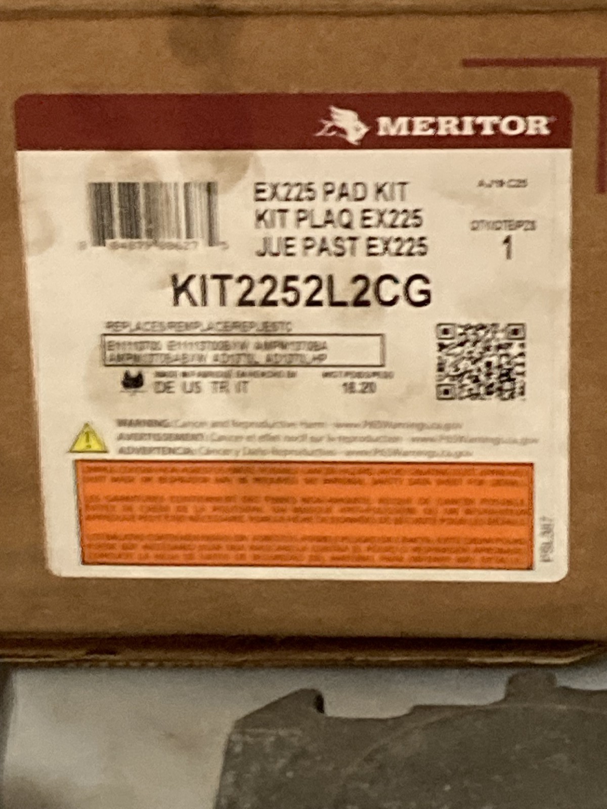 Meritor KIT2252L2CG Disc Brake Pad Set New Genuine