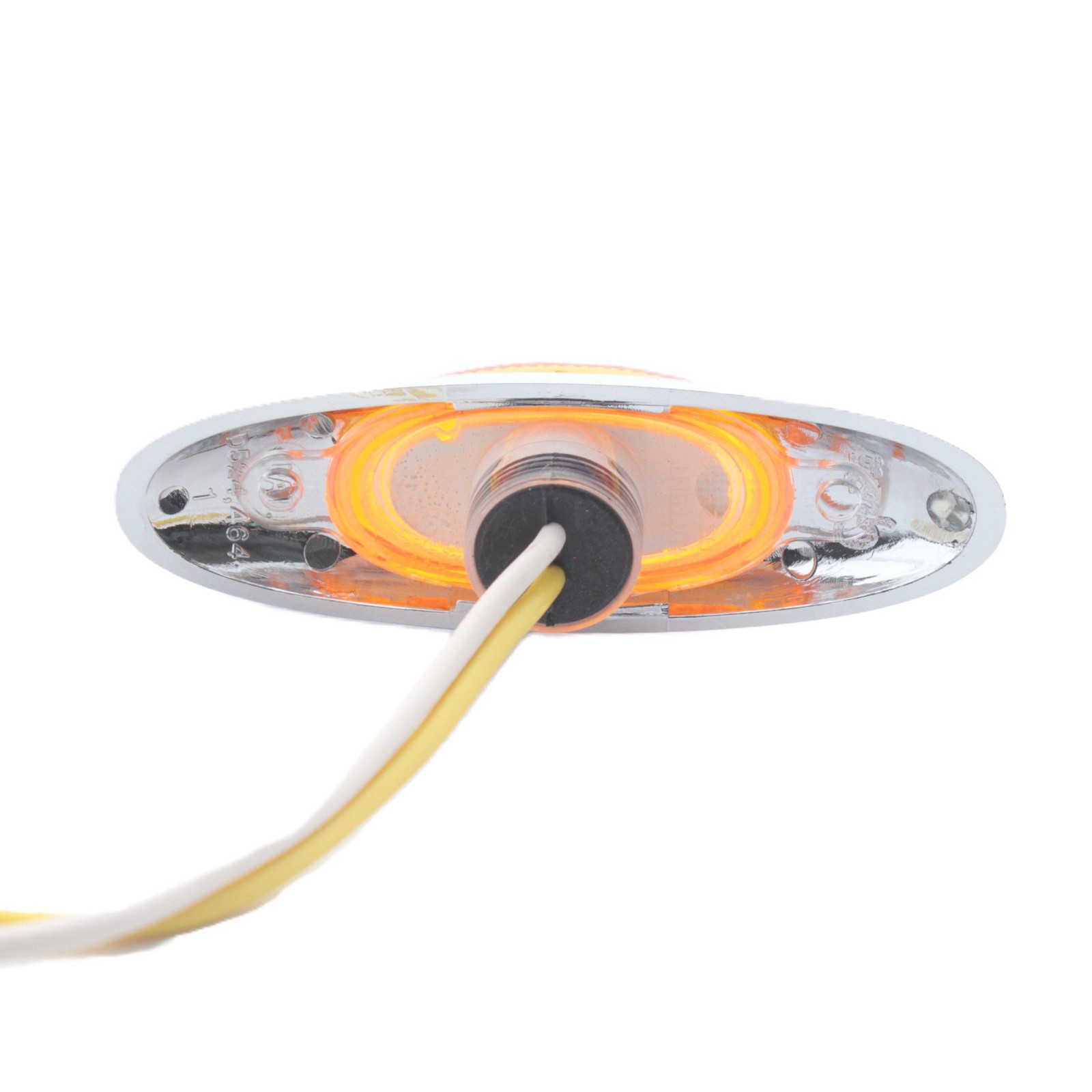 Grote 47953 Yellow Oval 3″ x 29/32″ Side Marker Clearance Lamp w/ Chrome Bezel