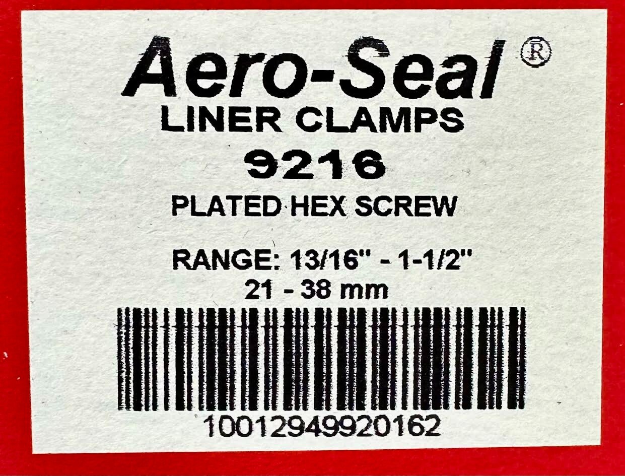 9216 Genuine Aero-Seal Liner Clamps 13/16″-1-1/2″ OEM-New