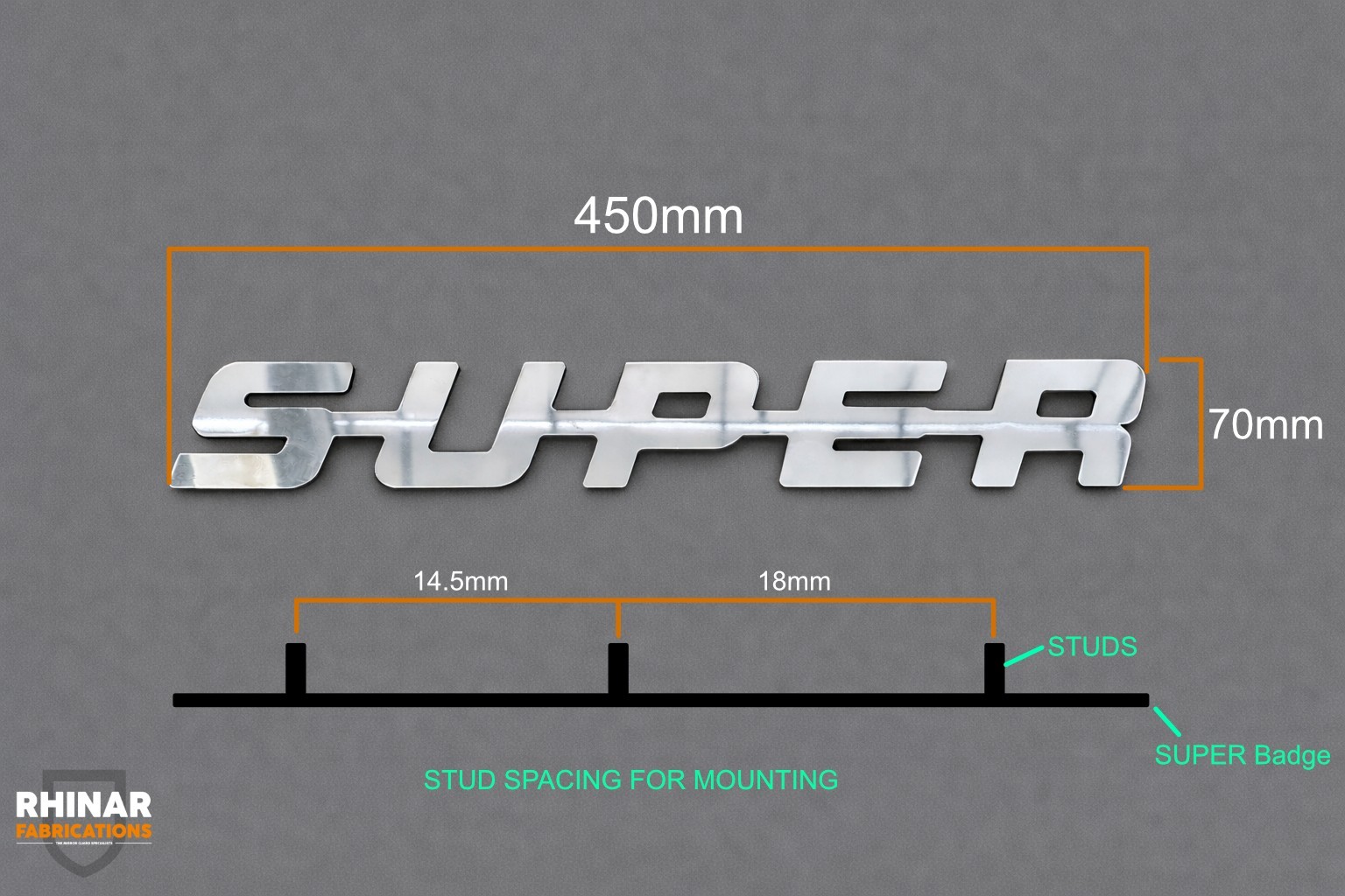 2mm STAINLESS STEEL SUPER studded grill badge Scania trucks (ALL SERIES)