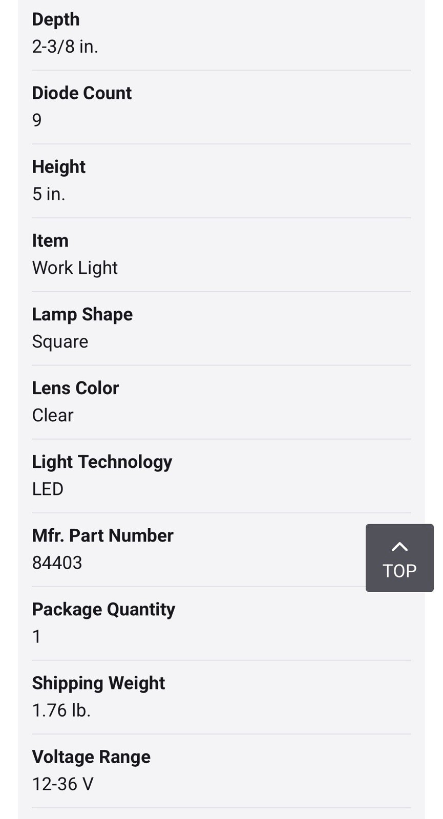9 DIODE LED WORK LAMP 12-36 Volts