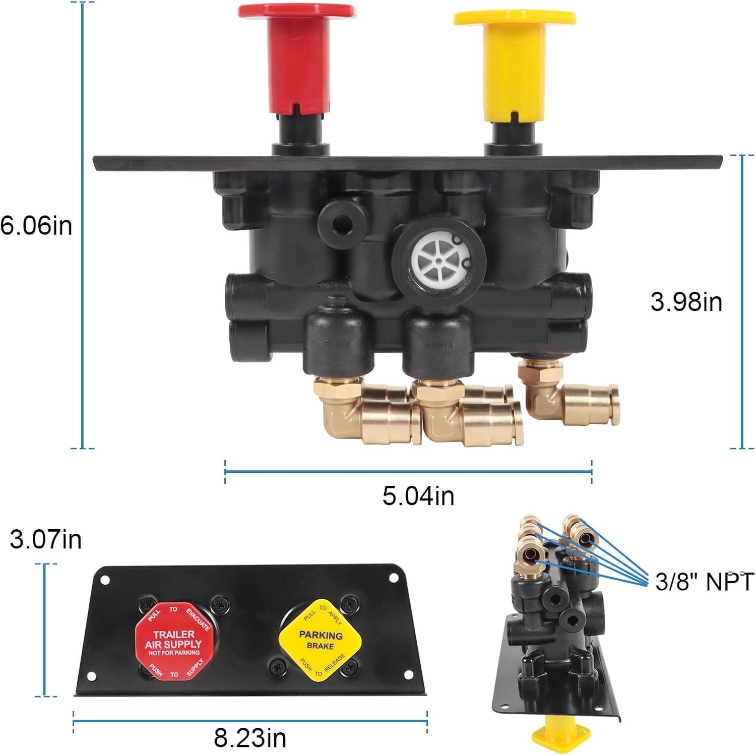 MV-3 Dash Air Brake Control Valve For Bendix Freightliner BW5013293 Volvo 801631