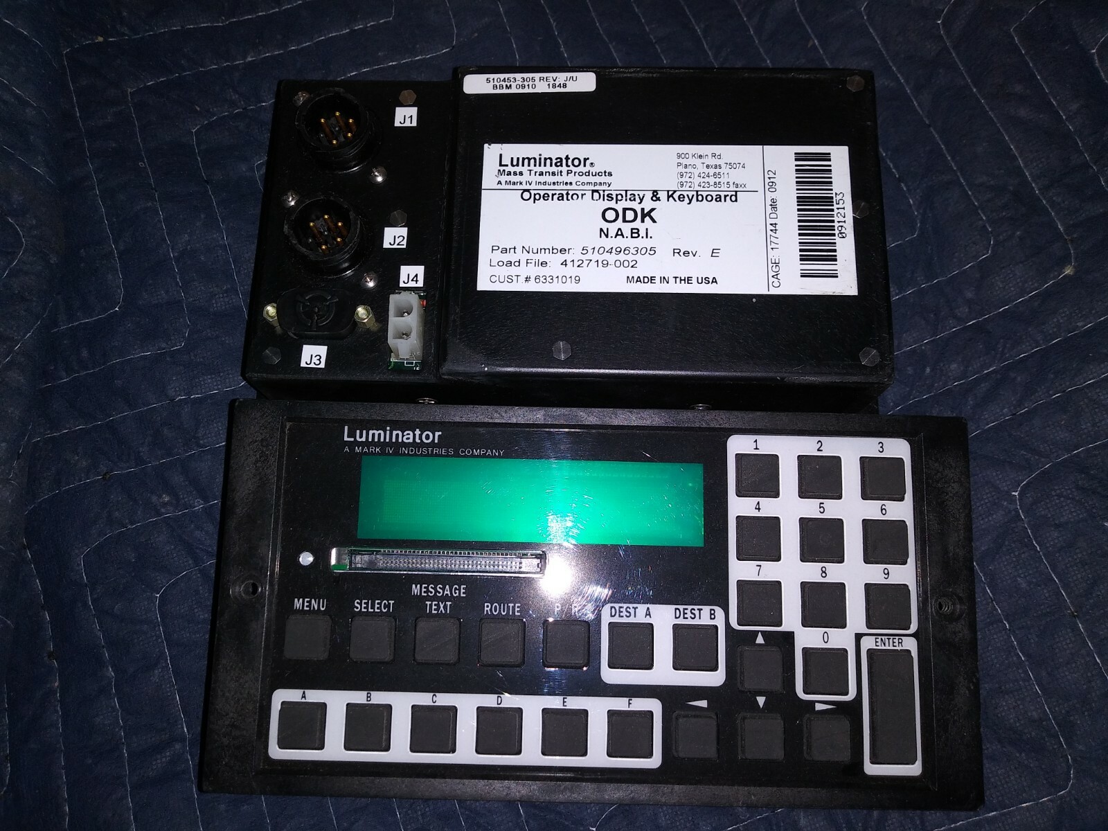 Luminator Operator Display and Keyboard #510496001 **NEW**