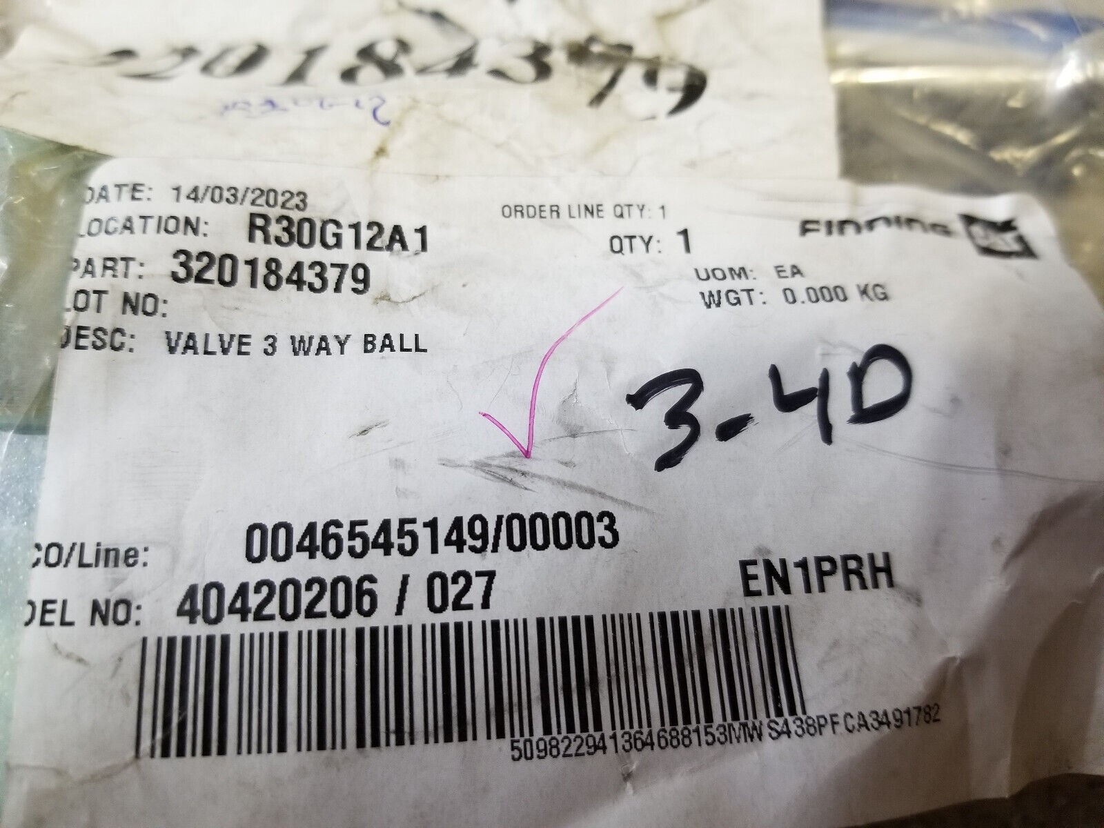 GE3L SAE20R DN25 1111AB 5075PSI : Gemels Ball Valve, 3-Way, 5075psi, 320184379