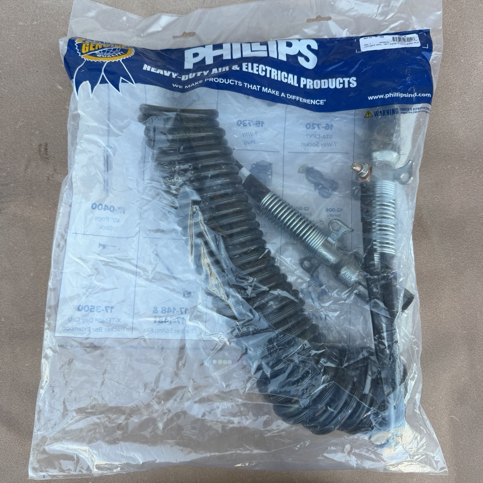 Genuine Phillips 23-2628 Liftgate Coil 15FT Dual Pole to Single Pole Cable