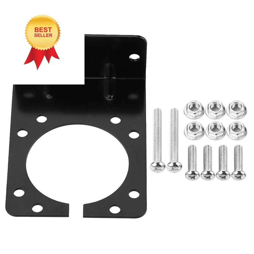 “7-Pin Trailer Connector Bracket – Black Metal Plug Holder, Heavy Duty”