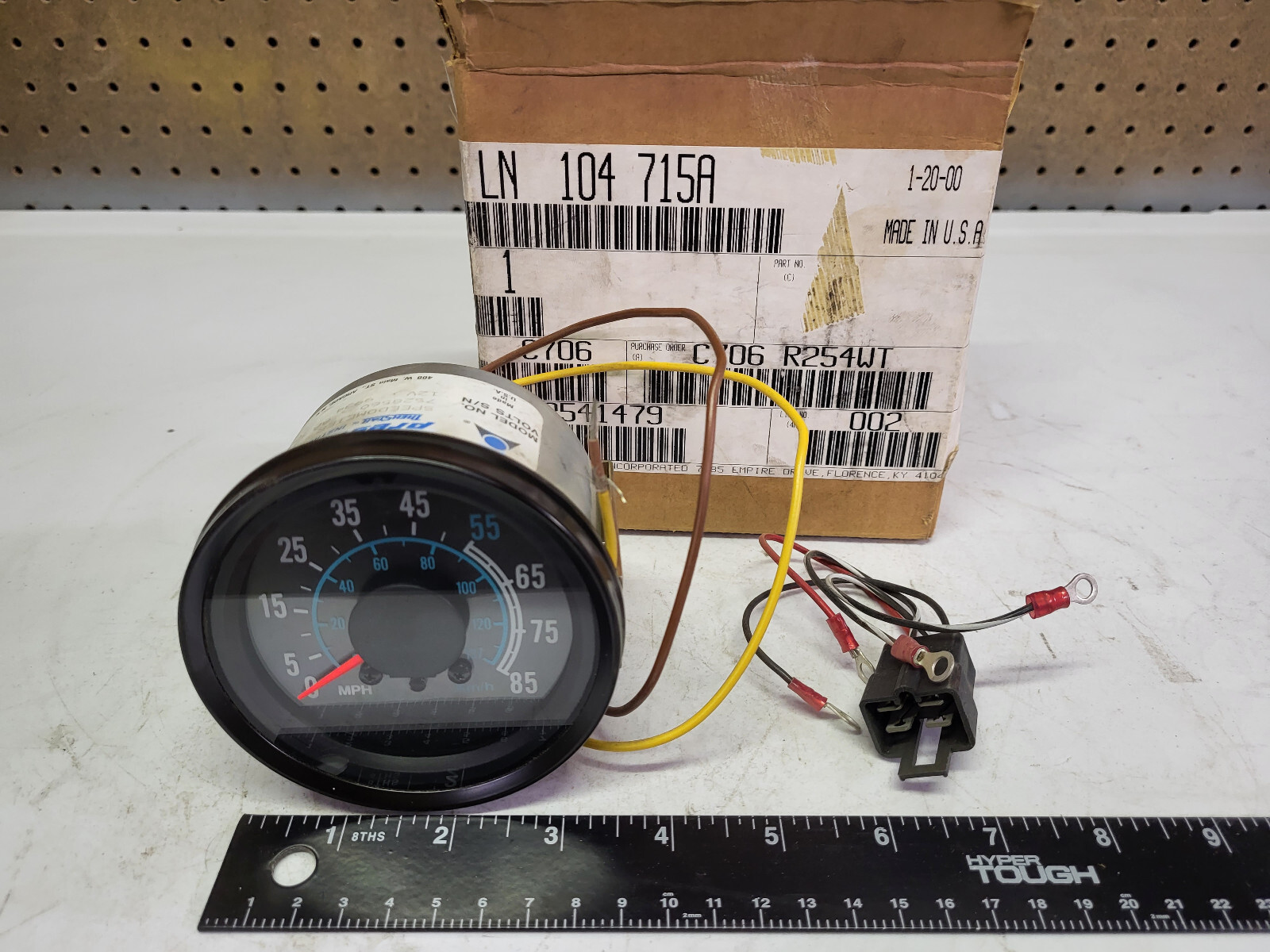 NOS 12V Speedometer MPH Gauge Prestolite Electric # 7S28560S Ref. # LN 104-715A