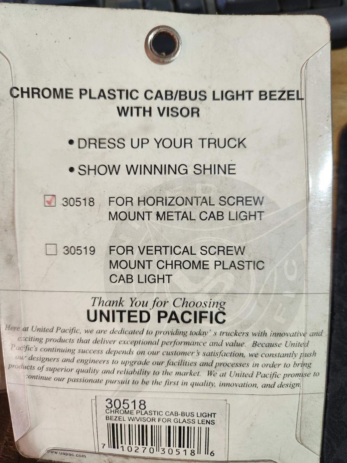 QTY2United Pacific 30518 Cab-Bus Light Bezel w Visor, Watermelon & Beehive Light