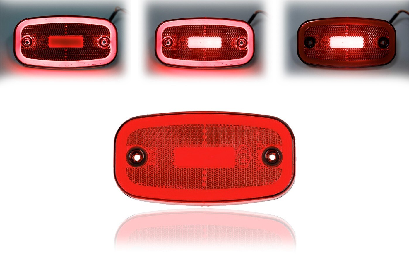 Red Side LED Rear Tail Marker Lights Oblong X8 12V 24V Neon Trailer Truck Lorry