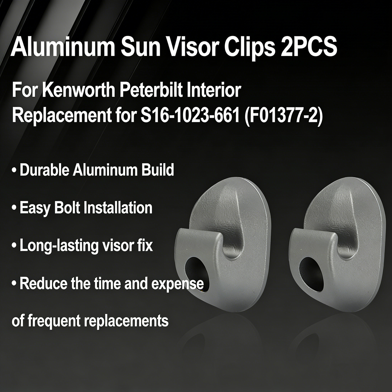 Aluminum Sun Visor Clip S16-1023-661 F01377-2 For Kenworth Peterbilt Interior US