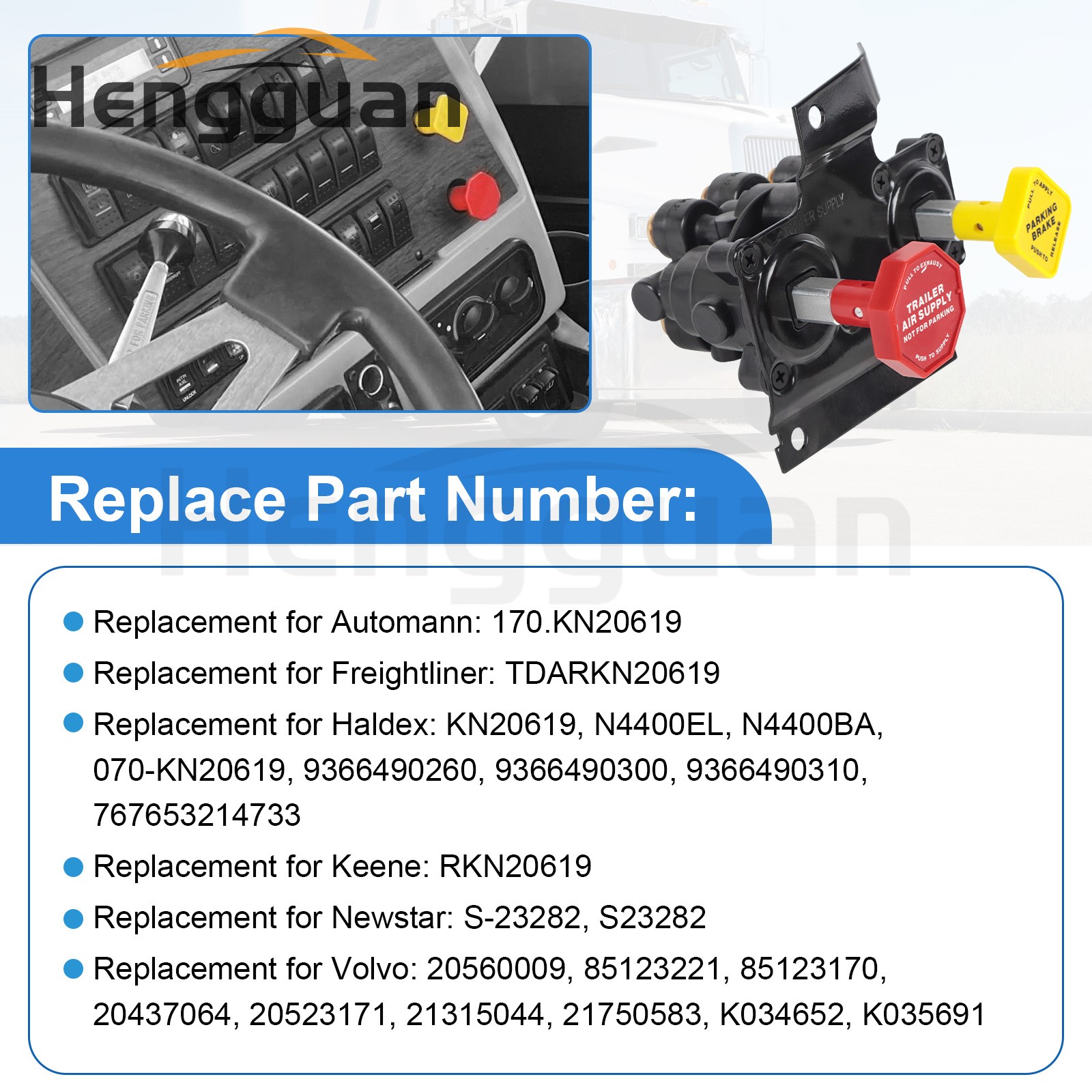 Dash Air Brake Control Valve MV3 For Haldex Volvo 20560009 Keene Truck KN20619
