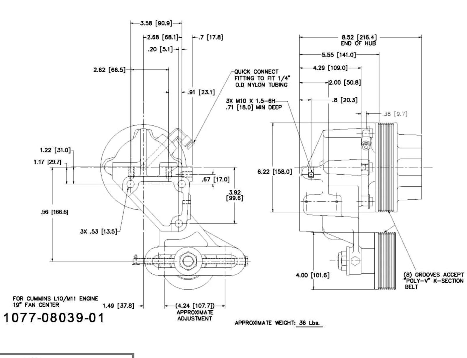 BorgWarner Fan Clutch Hub Assembly w/ Bracket For Select Cummins L10 M11 Engines