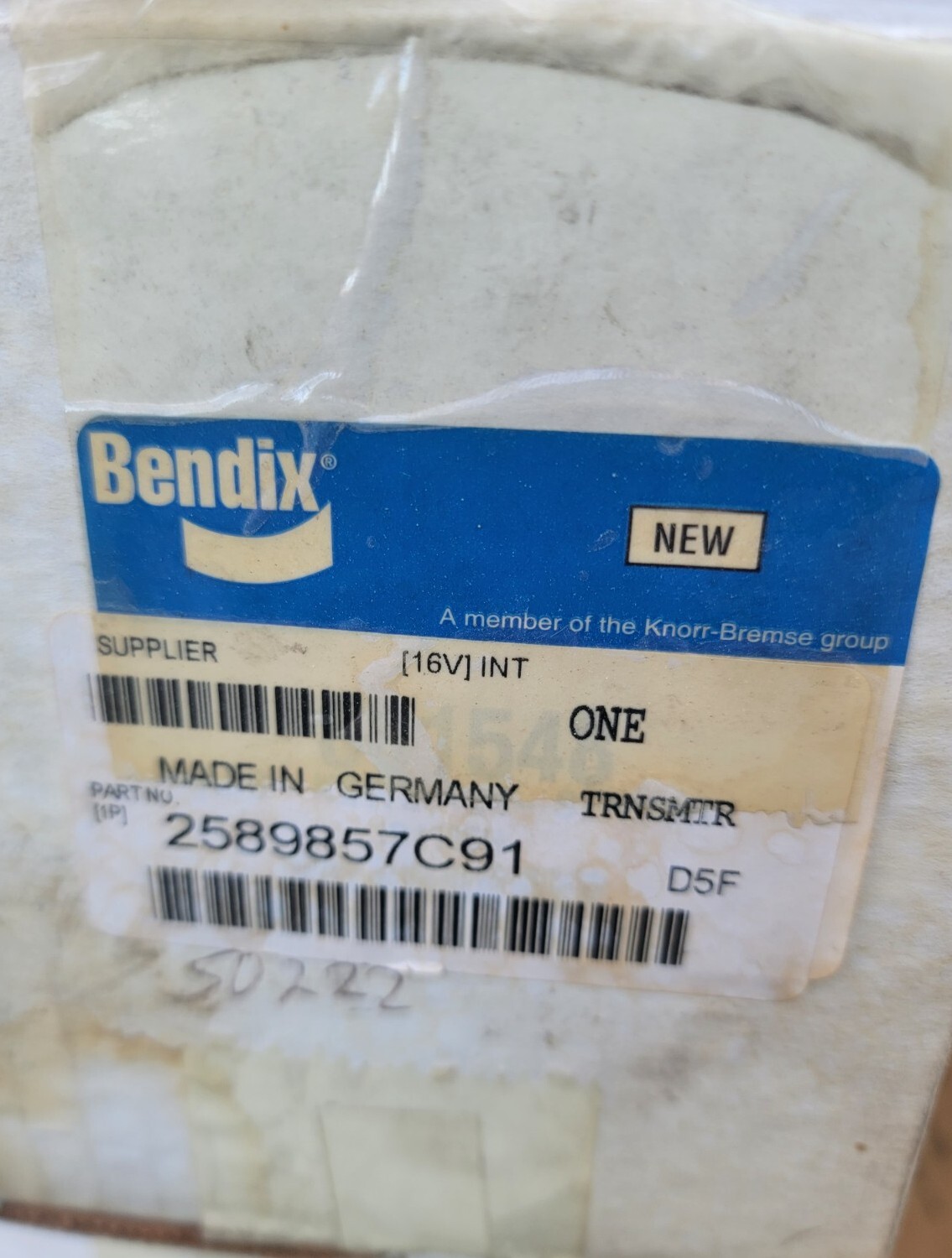 NEW Bendix 2589857C91 Transmitter Wheel speed sensor
