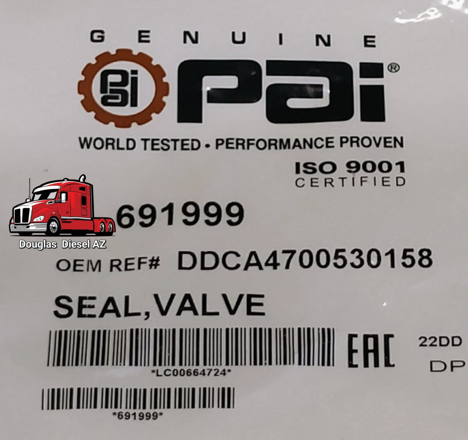 QTY 1 VALVE STEM SEAL for DD15. PAI# 691999 Ref# DETROIT A4700530158 A4700530058