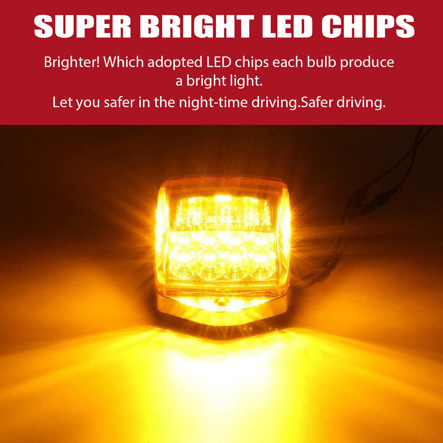 5 pcs Amber Chrome 31 LED Cab Marker Lights for Peterbilt Kenworth Freightliner